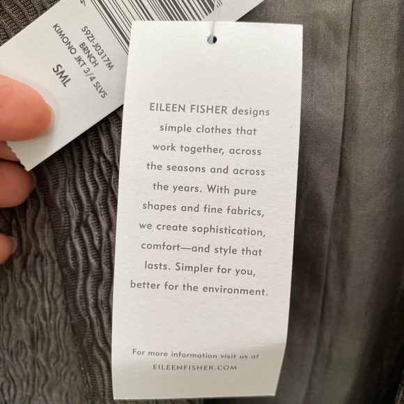Eileen Fisher Kimono Jacket 3/4 Sleeves Silk Squiggle Branch Small NWT - Picture 10 of 15